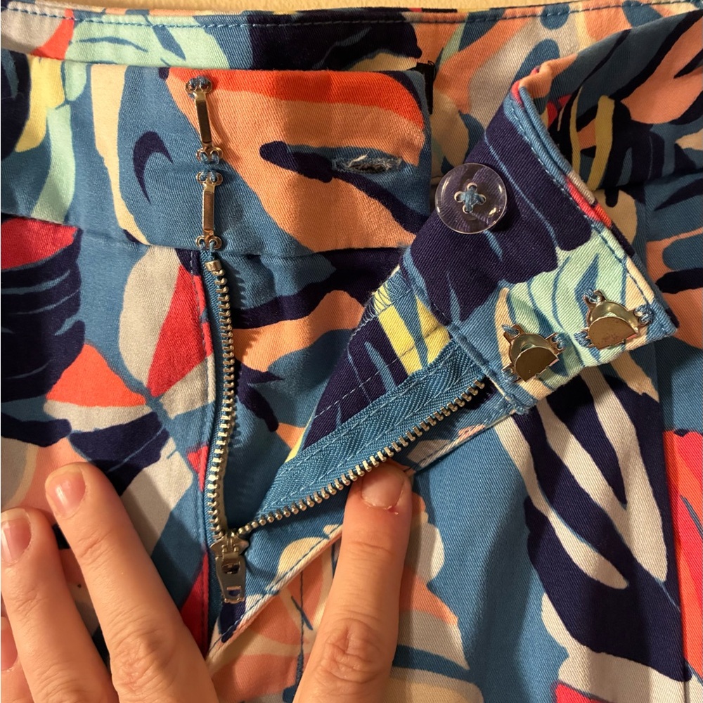 NWT IMAN Global Chic Wide-Leg Cotton Twill Crop Pants Tropical Stretch Blue 18W - Picture 6 of 11